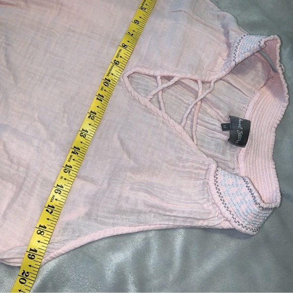 Michael stars gauzy cotton powder pink “lace up” tank collar stitching medium - Picture 7 of 7